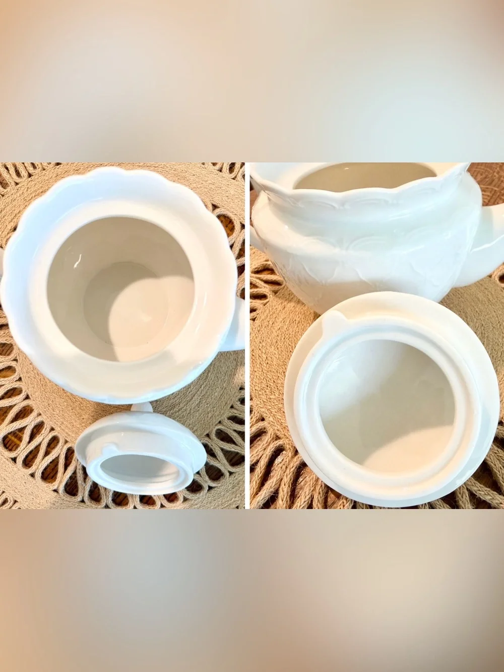 Vintage Grace’s Teawear Embossed Lattice Scalloped Rim Porcelain Off White